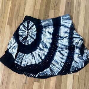INC International Concepts Navy and White Tie-Dye Mini Skirt